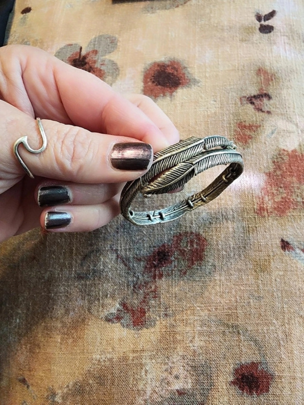 Alex and Ani Feather Wrap Bangle Silver